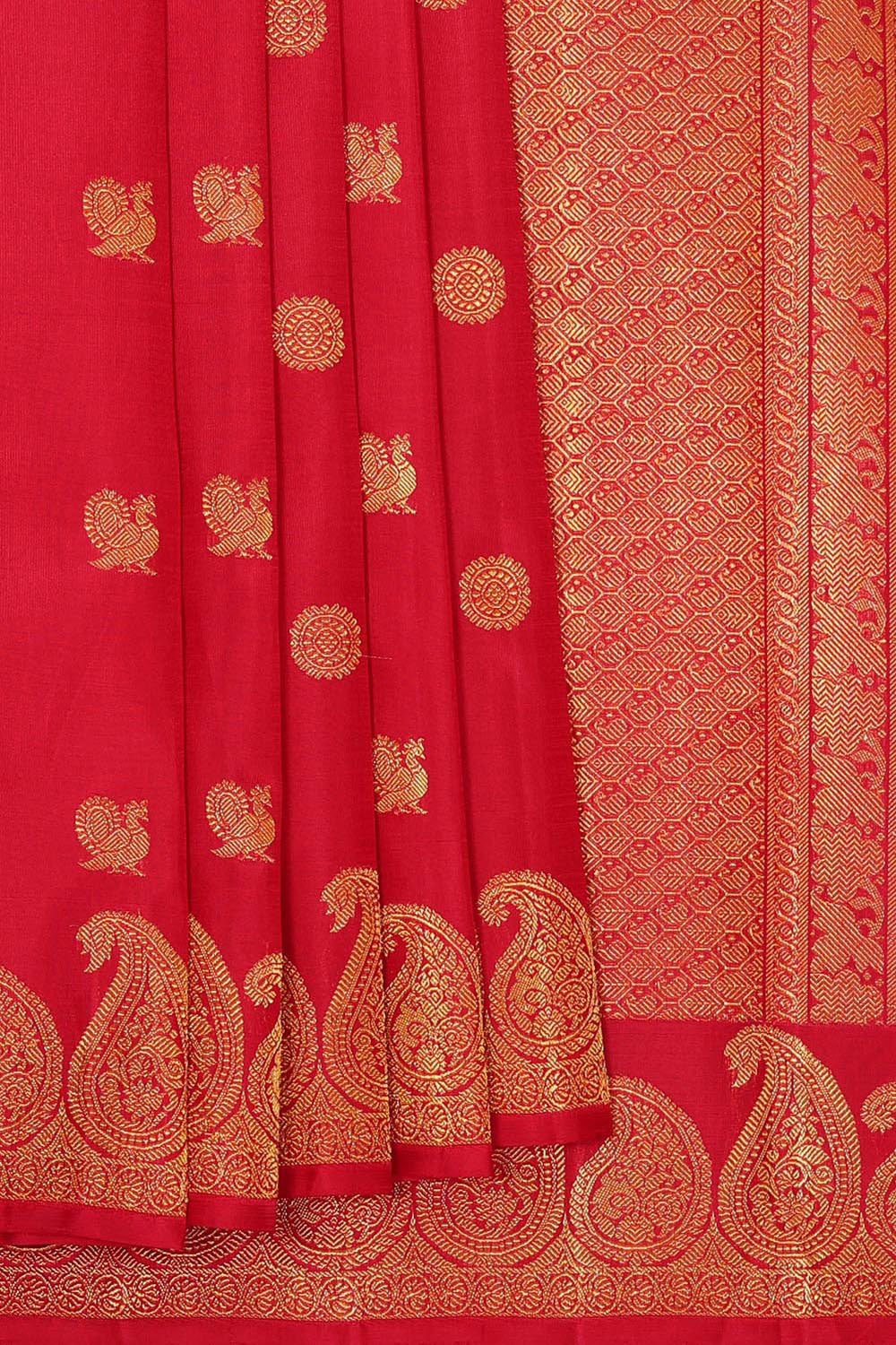 Image of Kanchipattu Reddish Pink Brocade Saree